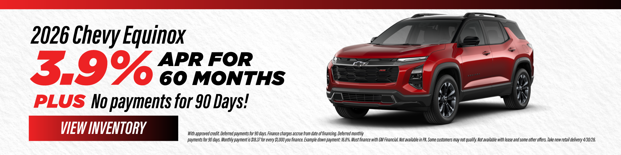 2026 Chevy Equinox 3.9% APR for 60 months