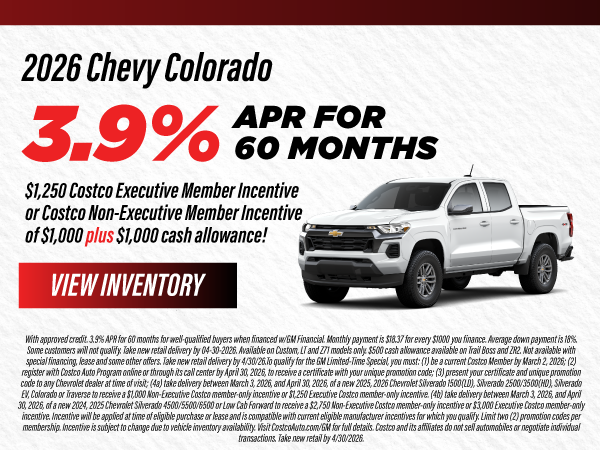2026 Chevy Colorado 3.9% APR for 60 months