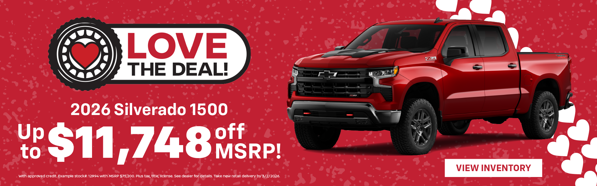 2026 Silverado 1500 Up to $11,748 off MSRP!