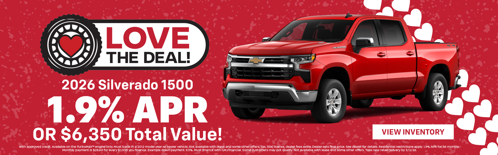 2026 Silverado 1500 1.9% APR OR $6,350 Total Value!