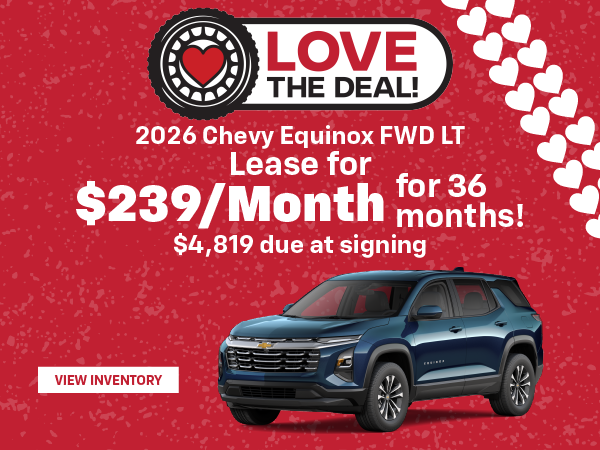 2026 Chevy Equinox FWD LT Lease for $239 per month for 36
