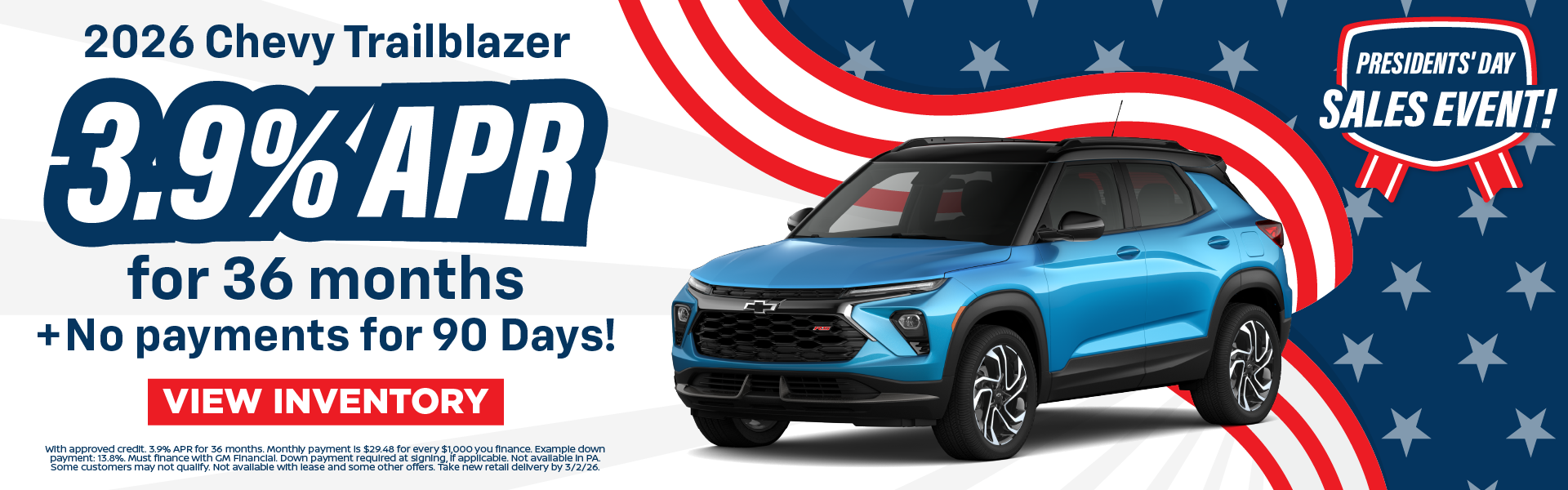 2026 Trailblazer 3.9% APR for 36 months