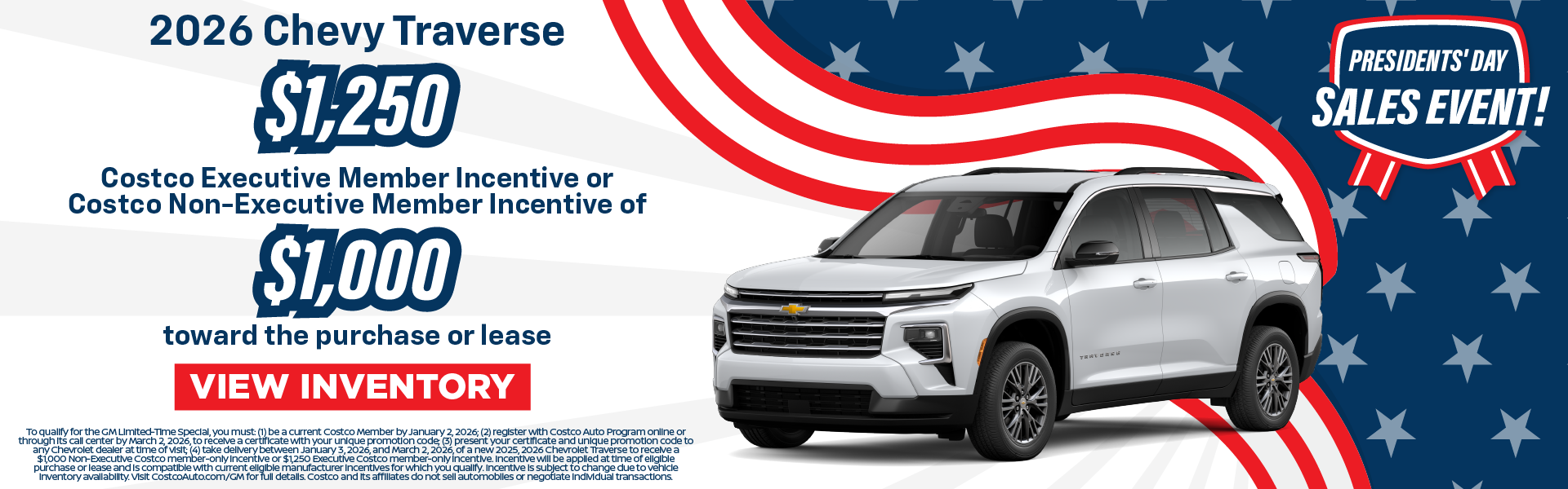 2026 Traverse $1,250 Costco Executive Member Incentive