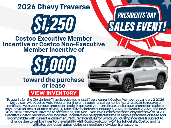 2026 Traverse $1,250 Costco Executive Member Incentive