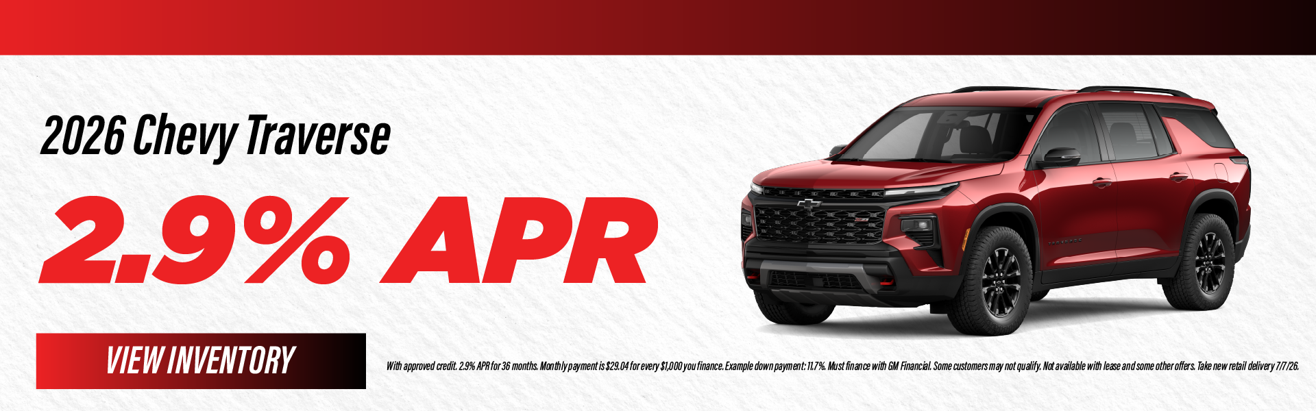 2026 Chevy Traverse 2.9% APR