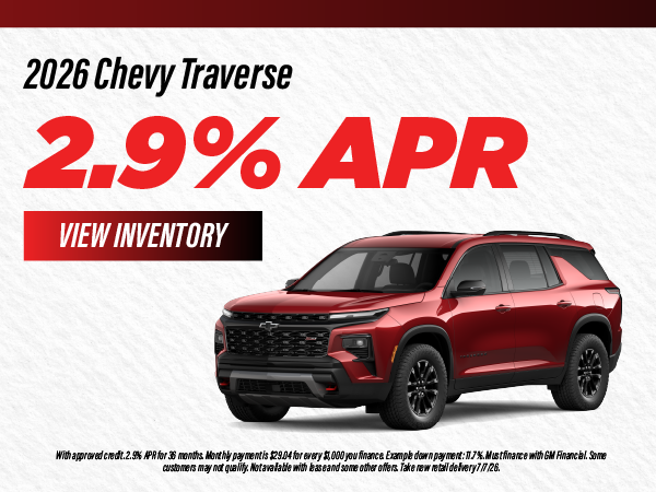 2026 Chevy Traverse 2.9% APR