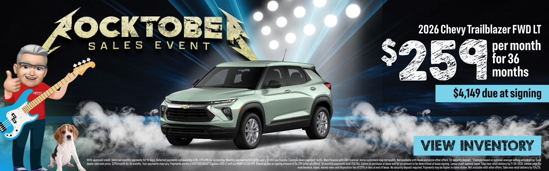 2026 Chevy Trailblazer FWD LT $259 per month for 36 months.