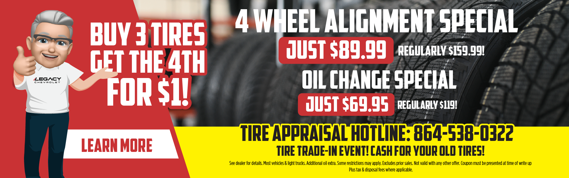 Buy 3 tires get the 4th for $1!