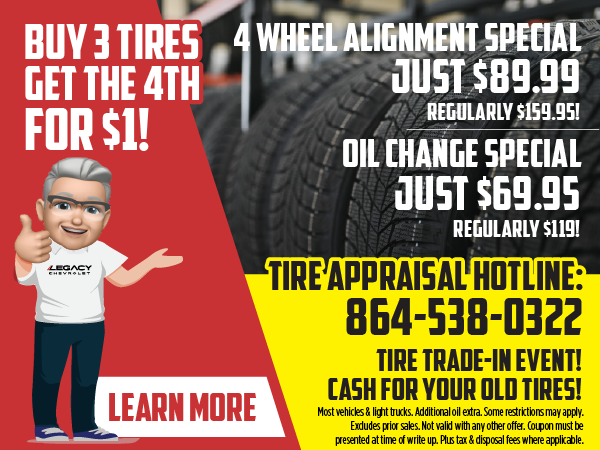 Buy 3 tires get the 4th for $1!